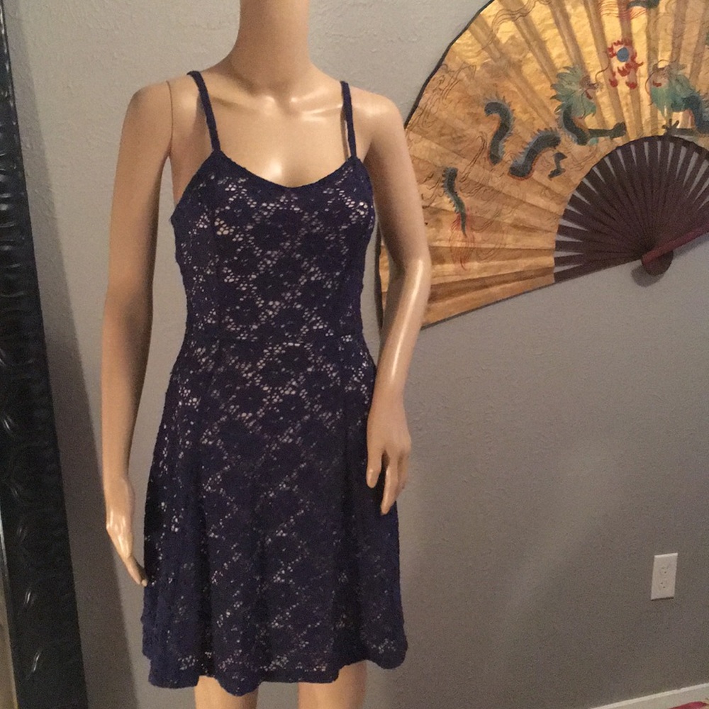 Strappy Navy Laced Dress